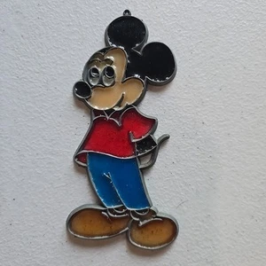 Vintage Disney Stained Glass Suncatcher Hanging Window Ornament Mickey Mouse 5"  - Picture 1 of 3