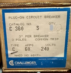 CHALLENGER C360 BREAKER 3POLE 60A 240V NEW IN BOX READY TO SHIP - Picture 1 of 1
