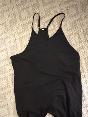 Girls Black Pull on Romper Free People Look Alike Size 12-13 Jumper W/ Pockets - Image 1 of 4