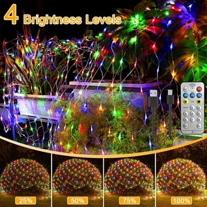 Solar LED Lichternetz Lichtervorhang Lichterkette Garten Außen Weihnachtsdeko DE - Bild 1 von 46