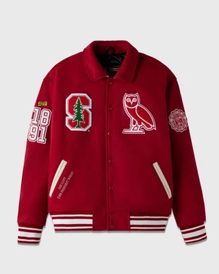Men's Retro University College Campus Unisex Red Wool Varsity Letterman Jacket - Image 1 of 4