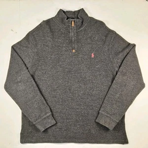 Polo Ralph Lauren Sweater Mens Size XL Gray 1/4 Zip Pullover Long Sleeve Pony - Picture 1 of 7