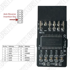 1 x 2.0 TPM Module For GIGABYTE Motherboards GC-TPM2.0_S TPM Module 12 Pin 12-1 - Afbeelding 1 van 5