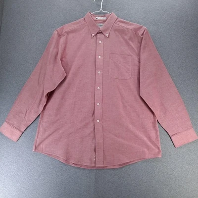 Camisa LL Bean Para Hombres Grande Roja Sin Arrugas Botones Manga Larga Bolsillo Foto 1 de 4