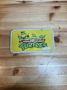Vintage 1989 Mirage Teenage Mutant Ninja Turtles TMNT Tin Box Yellow Pencil Case - Picture 1 of 8