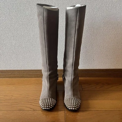 Christian Louboutin Gris Gamuza Spike Botas Largas 36 Foto 1 de 4