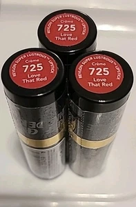 3x Revlon Super Lustrous Lipstick - Creme - 725 Love That Red - Picture 1 of 2