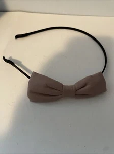 Mauve Faux Leather bow Black headband - Picture 1 of 4