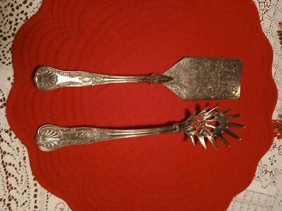 Juego de 2 piezas para servir pasta y pastelería de colección con patrón de reyes plateados Foto 1 de 4