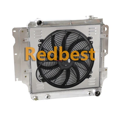 3 Row Aluminum Radiator Shroud Fan For 1987-2006 Jeep Wrangler TJ YJ Chevy GM V8 Foto 1 de 4
