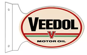 VEEDOL V MOTOR OIL 18" HEAVY DUTY USA METAL DOUBLE SIDED GAS STATION ADV SIGN - Picture 1 of 1