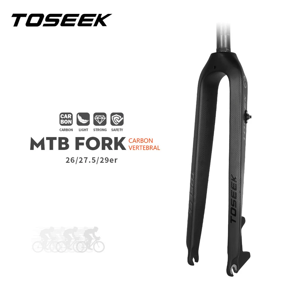 TOSEEK 1-1/8" Full Carbon Fiber MTB Bike Fork Disc Brake Rigid Forks 26/27.5/29" - Image 1 of 4