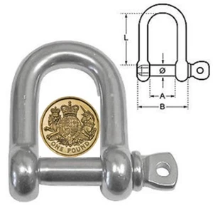 28mm Wide Jaw Dee Shackle pin = 8mm(Lifting D Shackle, Marine Shackle) - Picture 1 of 3