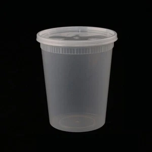 32OZ Heavy Duty Deli Food/Soup Plastic Takeout Containers with Lids 24 sets - Picture 1 of 13