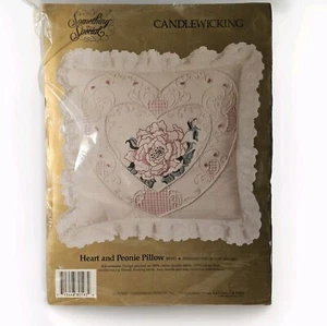 Candamar Candlewicking Embroidery Pillow Kit - 14" vtg 1990s Floral Rose Lace - Picture 1 of 7