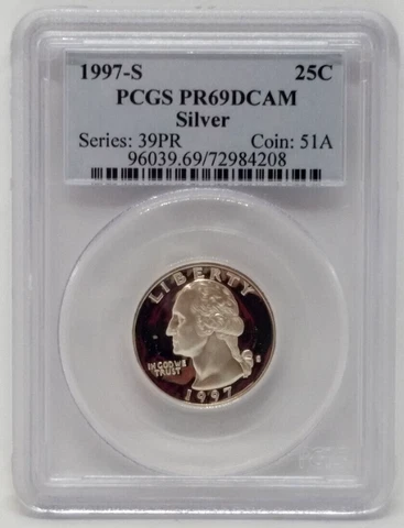 1997-S Washington Quarter, 25c, Silver, Proof - PCGS PR69DCAM Cover