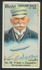 1927 RICH'S COFFEE FERDINAND von ZEPPELIN INVENTOR DUTCH OPFINDER CARD #16