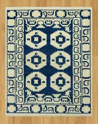 New Hand Knotted Oushak Wool Transitional Area Rug Navy sizes 8x10, 9x12, 10x14 - Image 1 of 4