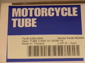 NOS  Parts Unlimited Motorcycle Tire Tube 4.00/5.10 120/90-18 B20064 # 0350-0344 - Picture 1 of 2
