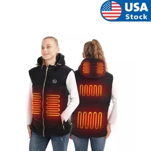Winter Heated Vest Hood Electric Warm Vest Battery Included for Men Women - Picture 1 of 7