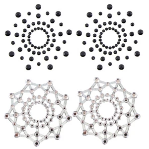 2 Pairs Fun Sexy Crystal Rhinestone Nipple Pasties Breast Sticker - Picture 1 of 13