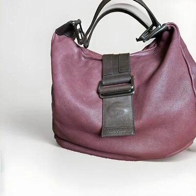Kenneth Cole Bordeaux Pebbled Genuine Leather Bag Purse Bucket Hobo - Image 1 of 4