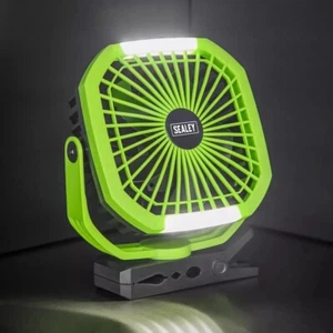Ventilador de clip Sealey 4 velocidades portátil recargable 8" base magnética luz LED, SCF8WL - Imagen 1 de 6