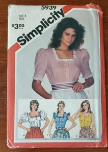 Simplicity Square-Neck Blouse Sewing Pattern #5939 Size 8 Uncut 1983 Cottagecore - Picture 1 of 5