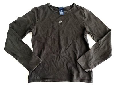 Gap Stretch Pullover Top Scoop Neck Long Slv Crown Bling Black L (10) #15369 - Image 1 of 4