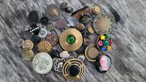 Antique Vtg BUTTON Lot Metal, Shell, Glass Jewel Celluloid More NICE #41pcs - Picture 1 of 7