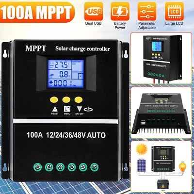 REDTAGTOWN 100A MPPT Solar Charge Controller 12V/24V/36V/48V Auto PV Battery Regulator LCD