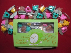 Store Counter Display Box 1980s Rubber Alarm Clock Eraser Gomme Vintage Japan - Foto 1 di 6