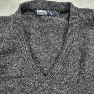 Maglione Cambridge uomo large regular fit grigio scuro nero super agnello lana gilet - Foto 1 di 7