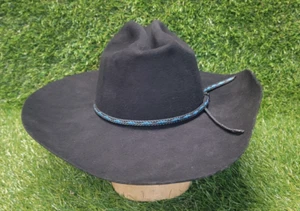 Eddy Brothers Black Felt Cowboy Hat Size 6 7/8  Chris Eddy XX Fur Blend Made USA - Picture 1 of 15