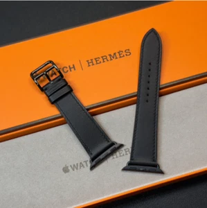 Bracelet cuir Hermès noir simple tour Apple Watch Japon non utilisé [Neuve] - Photo 1 sur 8