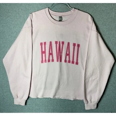 Gildan Гавайи графический толстовка укороченный пуловер удобный розовый большой - Изображение 1 из 4