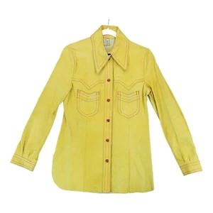 Vintage 70`s MIURA Yellow LEATHER Jacket Size Large Made in England Hard to Find - Picture 1 of 15