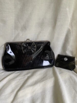 Vintage Clear With Black Stripes Clutch & Coin Purse By De Liso Debs Of Lennox - Image 1 of 4