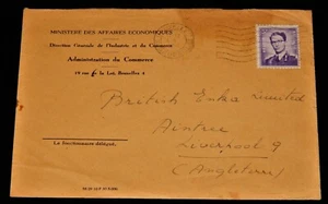 Vintage Cover,1959,BRUSSELS, BELGIUM,AIRMAIL,To Liverpool, UK,Economics Minister - Picture 1 of 4