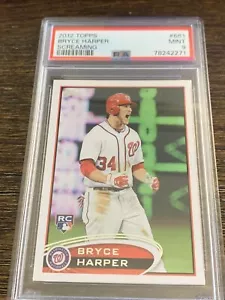 2012 TOPPS BRYCE HARPER #661 SP SCREAMING VARIATION RC ROOKIE BEWERTET PSA 9 NEUWERTIG - Bild 1 von 2