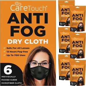Care Touch Anti-Fog Dry Cloth - Individually Wrapped Suede Microfiber Cloth 6-pk - Picture 1 of 8