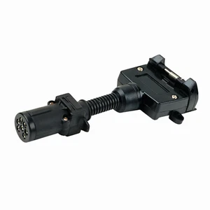 7 Pin Small Round To 7 Pin Flat Socket Trailer Connector Adaptor Plug - Picture 1 of 3