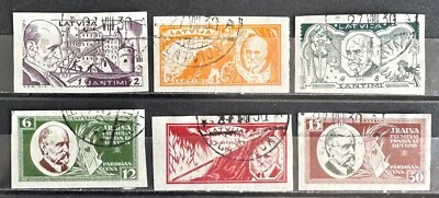 Letonia, Letonia, Sc B66-B71 imperf.; Mi 153B-158B usado/O RARO Foto 1 de 2
