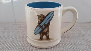 SF Mercantile I LOVE YOU CALIFORNIA Bear Hug Pottery Mug Raised Bear EUC - Picture 1 of 12