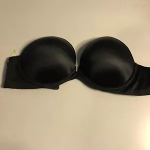 victorias secret very sexy bra 36d black strapless 3 clasps Under garment S13 - Picture 1 of 17