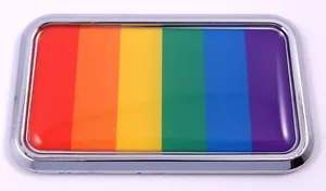 Pride raiwbow gay lesbian rectanguglar Chrome Emblem Car Decal Sticker 3"x1.75" - Imagen 1 de 2
