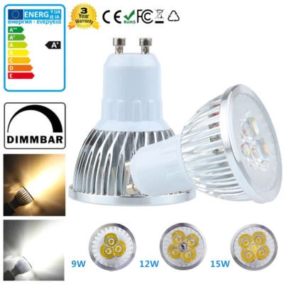 GU10 LED Bulb Dimmable Spotlight Replace Halogen Lighting Lamp 9W 12W 15W - Image 1 of 4