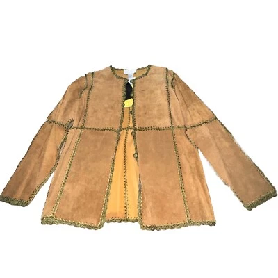 Jaqueta de couro Louis Dell'Olio Linea tamanho médio bronzeado 100% camurça nova com etiquetas - Imagem 1 de 4