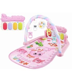 Baby Kick & Play Pink Piano Gym Play Mat for Sit Lay Down Infant Tummy Time