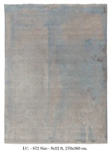 9 x 12 Grey Blue Living Room Rug | Abstract Rug | Distressed Style Handmade Rug  - Picture 1 of 12